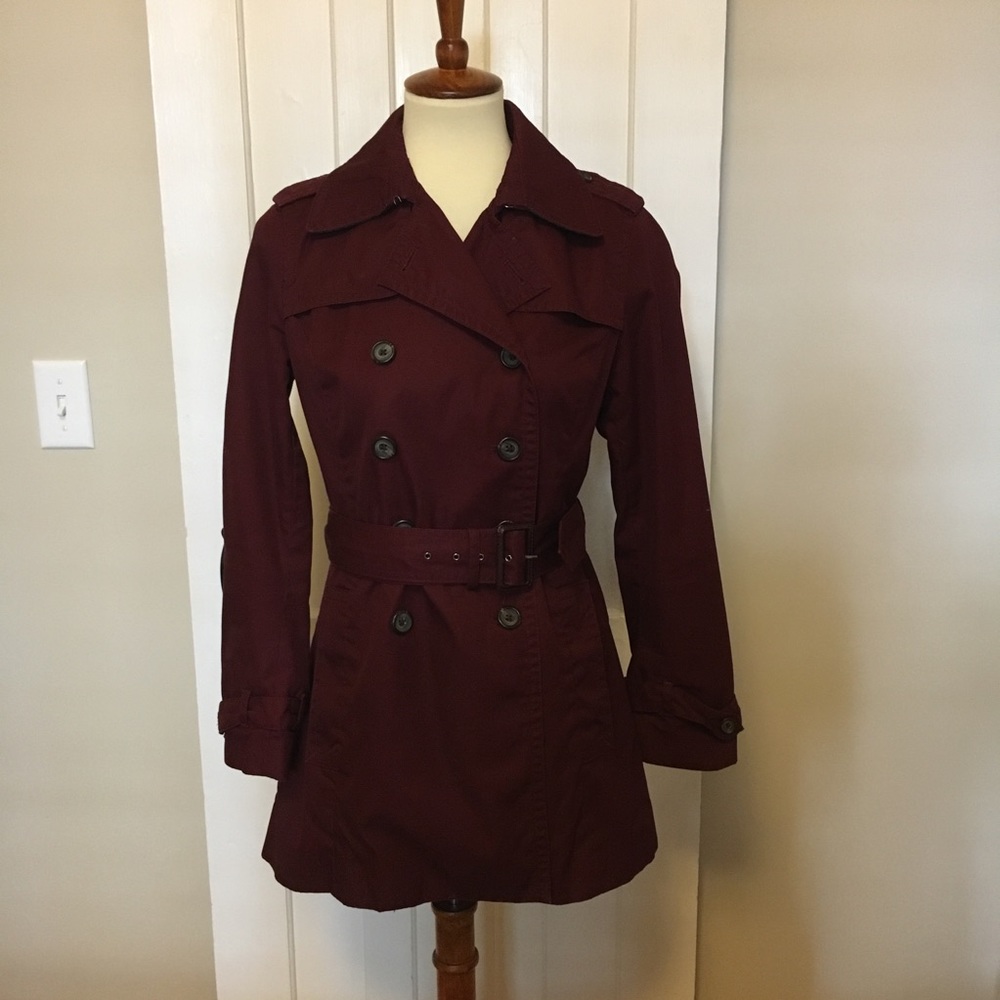 Banana Republic cranberry trench coat- petite